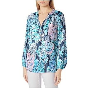 Lily Pulitzer Elsa Top silk long sleeve sz S
